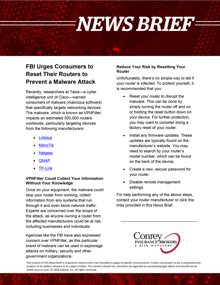 News Brief: Reset Routers to Prevent a Malware Attack
